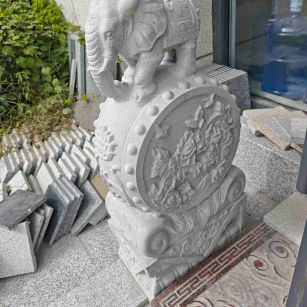 乌兰察布芝麻白抱鼓石 庭院抱鼓石