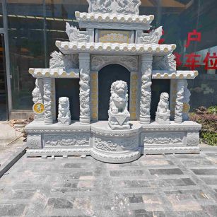 乌兰察布芝麻白中国黑石材套墓 花岗岩墓碑