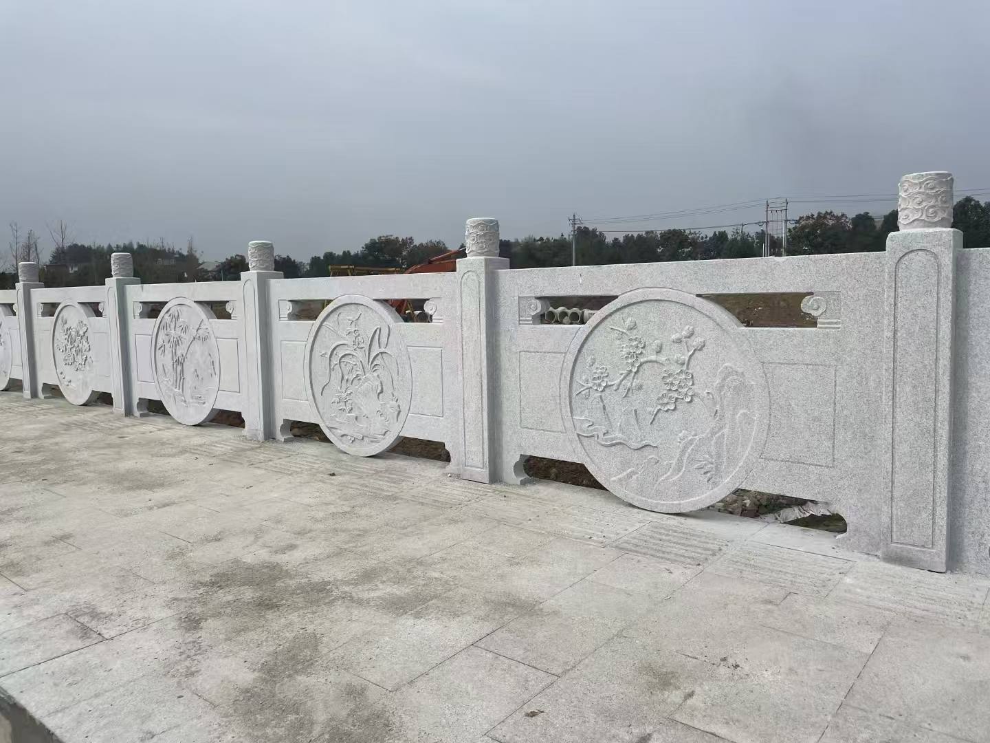 乌兰察布芝麻白河道栏杆 石材栏杆